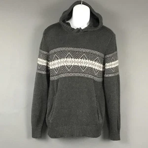 Suéter con Capucha American Eagle Para Hombres Gris Medio Isla Justa Tejido Pullover Geométrico - Imagen 1 de 11