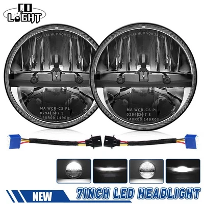 2X 7 Zoll LED Scheinwerfer Fern Abblendlicht für Jeep Wrangler JK TJ CJ Bj.97-18 - Bild 1 von 4