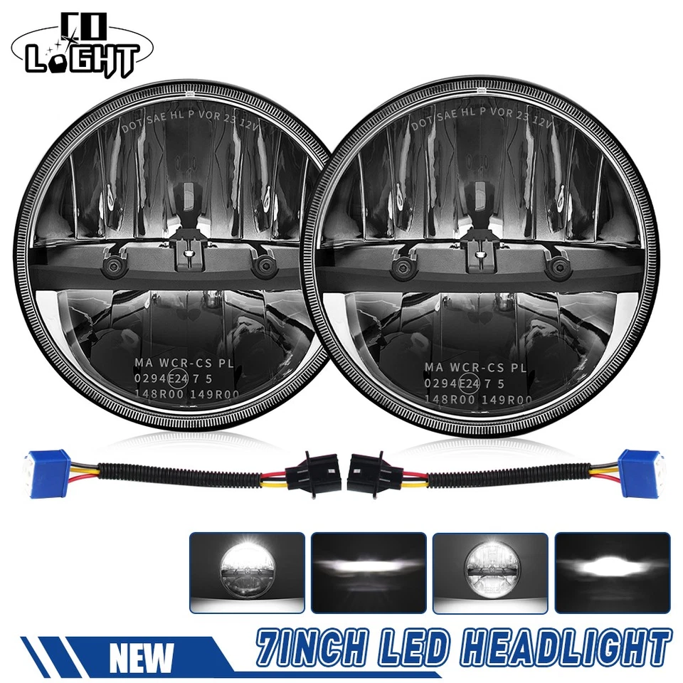 2X 7 Zoll LED Scheinwerfer Fern Abblendlicht für Jeep Wrangler JK TJ CJ Bj.97-18 - Bild 1 von 4