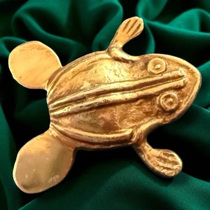 Alva Museum Replicas Brooch Frog Pin Gold Tone Pre Columbian Style Vintage - Picture 1 of 11