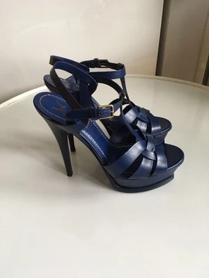 Sandalias homenaje YSL Yves Saint Laurent 36 1/2 azul oscuro Foto 1 de 4