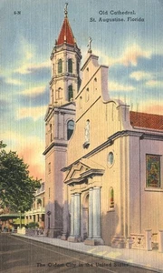Old Cathedral St Augustine Florida 1951 Linen Postcard - Picture 1 of 2