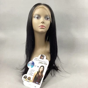 Catherine 1B Off Black Long Straight Layers 13x7 Glueless Lace Front Synthetic - Picture 1 of 9