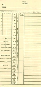 Time Cards - #00607 Schede Temporali Settimanali/Bi-Settimanali - 3-3/8" x 7" - 1000 per scatola - Foto 1 di 2