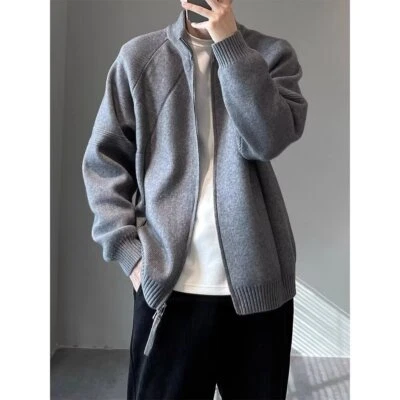 New Spring Mens Loose Casual Cardigan Jacket Knitted Sweater Casual Loose Coat  - Image 1 of 4
