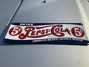 Insegna in metallo Pepsi Ande Rooney 19”x6,5” più grande Nickel’s Worth Man Cave Soda Pop - Foto 1 di 4