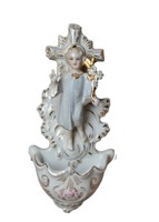 Antique Religious German Porcelain Holy Water Font - Jesus Child 