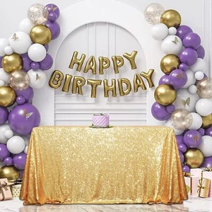 Sequin Tablecloth 50 x 72 Inch Gold Sparkly Table Cloth for Wedding Party - Picture 1 of 8