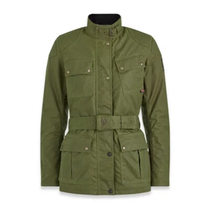 Belstaff Trialmaster Ladies TekWax Wax Cotton Motorcycle Jacket - Forest Green - Picture 1 of 2