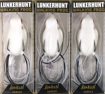 (3) Lunkerhunt Hollow Body Topwater 2" Walking Frog 3/8 Oz Ivory Brand New - Image 1 of 3