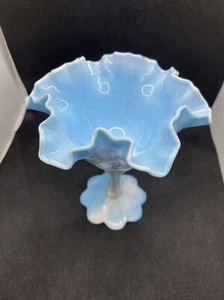 Fenton Glassware Turquoise and White Candy Dish - Picture 1 of 2