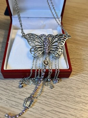 Pilgrim danish design silver butterfly necklace with purple rhinestones - Image 1 of 3