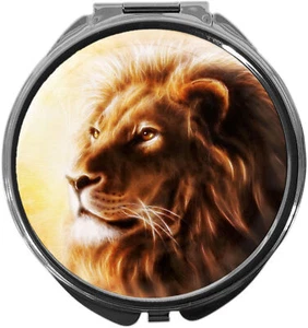 metALUm Pillendose mit Spiegel / rund / Metall, LÖWE #1161