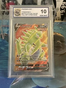 Graded 10 Player One Pokemon TCG Battle Styles Tyranitar 154/163 Full Art Holo - Picture 1 of 2