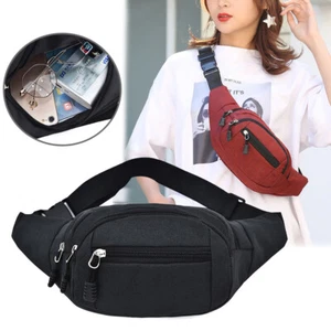 Unisex Waist Bum Bag Women Men Fanny Pack Holiday Travel Money Belt Pouch Wallet - Picture 1 of 19