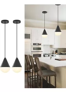 2 Pack Aslainy Black Adjustable Kitchen Island Pendant Light Fixtures 6.3 Inches - Picture 1 of 13