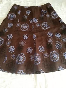 David Brooks Women Brown Floral Embroidered Skirt size 8 - Picture 1 of 7