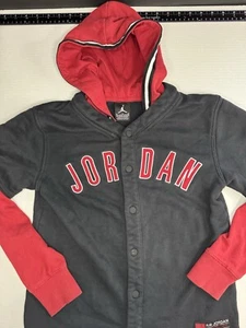 COMFY Air Jordan Hoodie Youth MEDIUM Sweatshirt Snap Button Up - Picture 1 of 11
