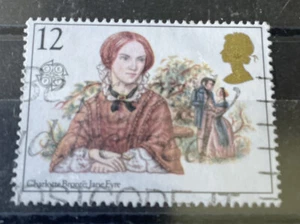 GB 1980 12P Charlotte Brontë. Error Missing ‘P’. CV £25 Used - Picture 1 of 2