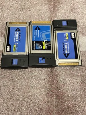 3x Linksys PCMCIA Wireless G Notebook Adapter WPC54G Laptop Wi-Fi - Image 1 of 3