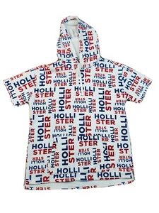Hollister California Mens Meduim Hoodie Pullover Short Sleeve Red Blue White - Picture 1 of 4