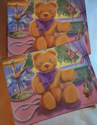 Vintage Cardstock Paper  Print  Lot -  11" X 8 1/2" - Teddy Bear- 10 Pieces  - Image 1 of 4
