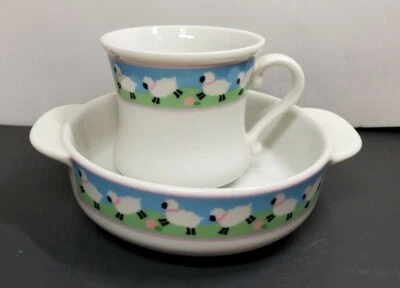 Juego de tazas y cuencos de porcelana para ovejas infantiles Teleflora Foto 1 de 4