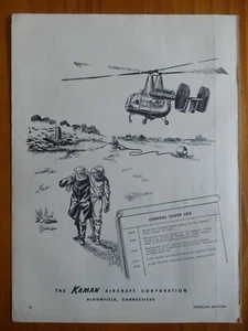 4/1958 PUB KAMAN FLUGZEUG HELICOPTER KAMAN H-43 RETTUNGSHUBSCHRAUBER ORIGINAL ANZEIGE - Bild 1 von 1