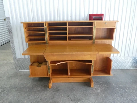 HANDSOME 1970'S DANISH MODERN STYLE TEAK VENEER MAGIC BOX DESK Cover
