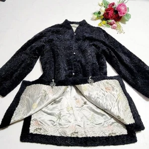 Real Lamb fur Coat China Dress trench long women vintage Double Face Revecible - Picture 1 of 15