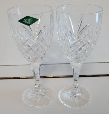 2 SHANNON CRYSTAL WINE GOBLETS DUBLIN 7.5 INCHES HOLDS 6 OZS - Image 1 of 4