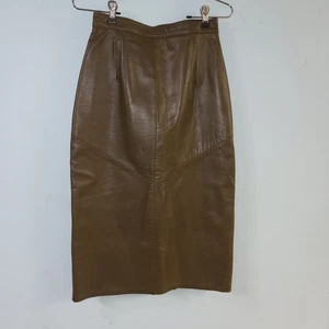 Falda De Colección Firenze Santa Bárbara Cuero Genuino Talla 6 Verde Oliva Cremallera y Pero Bac - Imagen 1 de 7