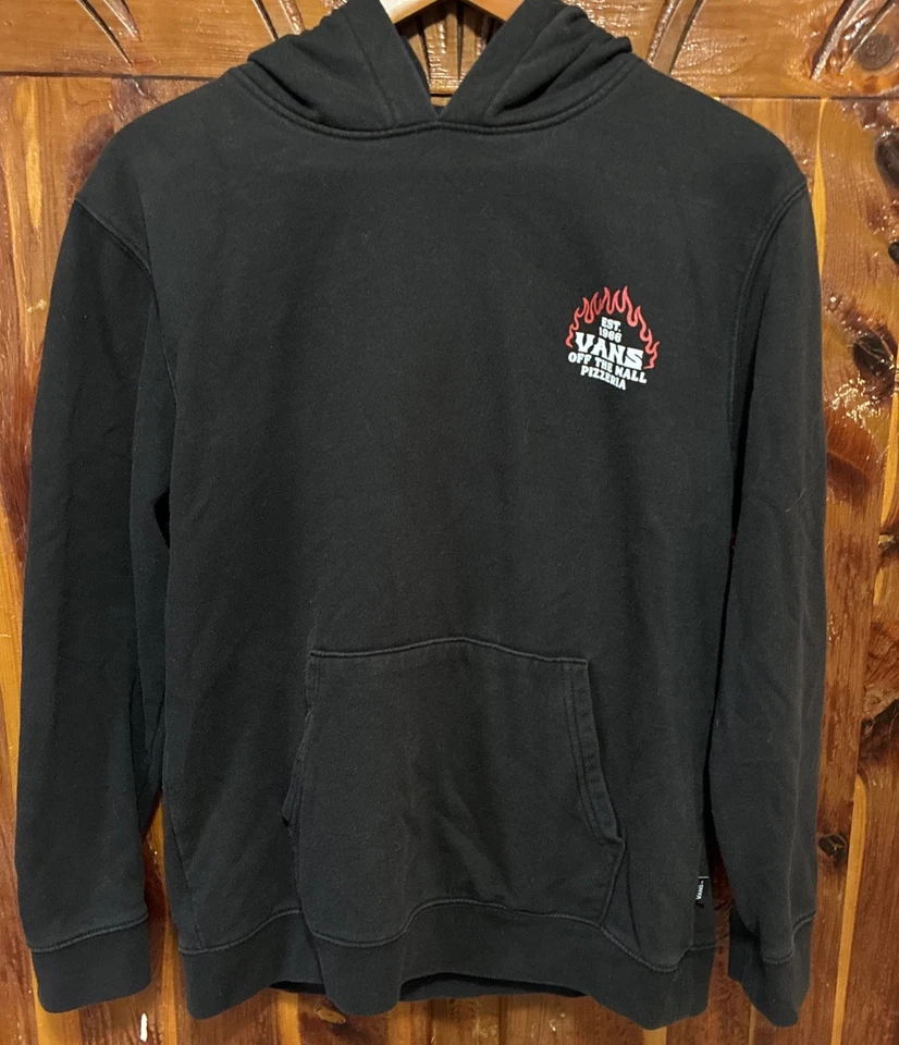 Vans Off The Wall Sudadera con Capucha Negra Pizzería Peace Of Pizza Juventud YTH S XL Foto 1 de 2