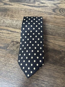 Vintage Polo Ralph Lauren Men’s Tie, Black Gold Polka Dot 100% Silk, USA - Picture 1 of 8