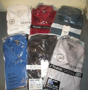Lot of 6 Men’s GEORGE 2XL Collared Dress Shirts New Long Sleeve - Picture 1 of 3