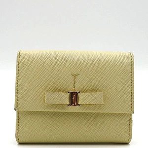 Ferragamo 22 A995 Yellow Color Saffiano 3-tier Bifold Wallet - Picture 1 of 7