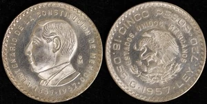 1957 Mexico ESTADOS UNIDOS MEXICANOS 5 Pesos KM# 470 - Picture 1 of 3