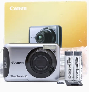 Cámara digital Canon PowerShot A490 10,0 MP plateada probada kit en caja como nueva - Imagen 1 de 19