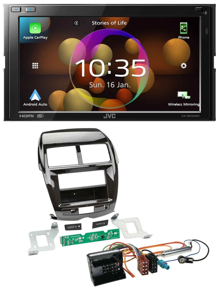 JVC DAB MP3 2DIN Bluetooth USB Autoradio für Citroen C4 Mitsubishi ASX Peugeot 4 - Bild 1 von 4