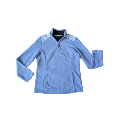 Pullover polar Brooks Brothers 1/4 cremallera para mujer M azul guinga preppy dinero antiguo Foto 1 de 4