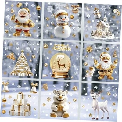 198 piezas de abrazaderas de ventana de Navidad doradas 3D para ventanas de vidrio, blanco Sdj25083 Foto 1 de 4