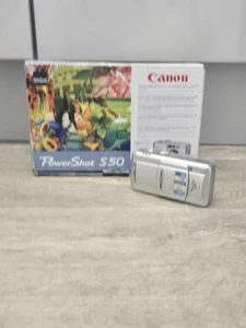 Canon Digital Camera PowerShot S50 5.0MP Silver Tested Boxed - Picture 1 of 9
