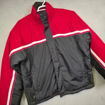 Eddie Bauer Puffer Jacket Mens L Red Black Quilted Down Outdoor Gorpcore Retro - Image 1 of 4