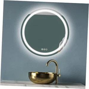 LED beleuchteter Badezimmerspiegel 24 Zoll runder Badezimmerspiegel 3 24 Zoll L x 24 Zoll B Intarsien - Bild 1 von 7