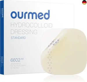 Ourmed Hydrokolloid Pflaster groß 10 x 10 cm, 0.5 mm dick, wasserdichtes  - Bild 1 von 8