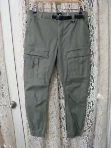 +H&M SLIM FIT MEN 32 (32x27.5) OD CARGO JOGGERS-BELT-STRTCH-WATER RESISTANT-EUC - Picture 1 of 13