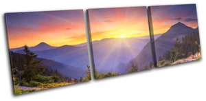 Sunset Mountains  Landscapes TREBLE TELA parete arte foto stampa - Foto 1 di 1