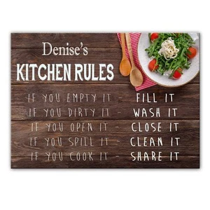 Denise's Kitchen Rules - Glass Cutting Board / Worktop Saver - Gift For Denise - - Picture 1 of 1