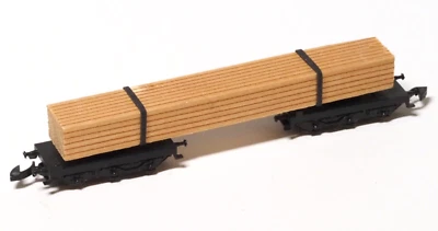 8619 Marklin Z-scale Early Era Twin bogie wood transport wagon - Image 1 of 3