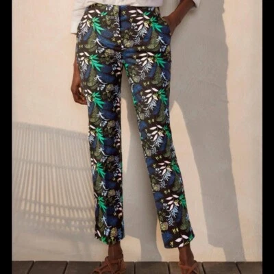 Boden Richmond Safari Fern Pants 4  7/8 Trousers Black Floral - Image 1 of 4